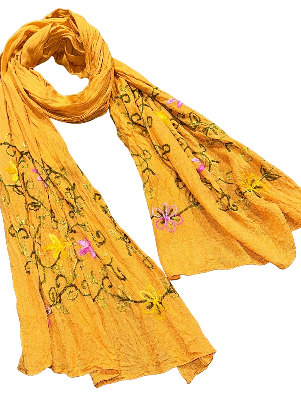 Jessica Simpson Floral Stitched Embroidered Scarf Fall Colors